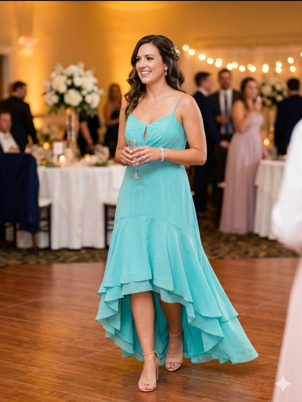Azazie High-Low Chiffon Bridesmaid Dress - Size A14